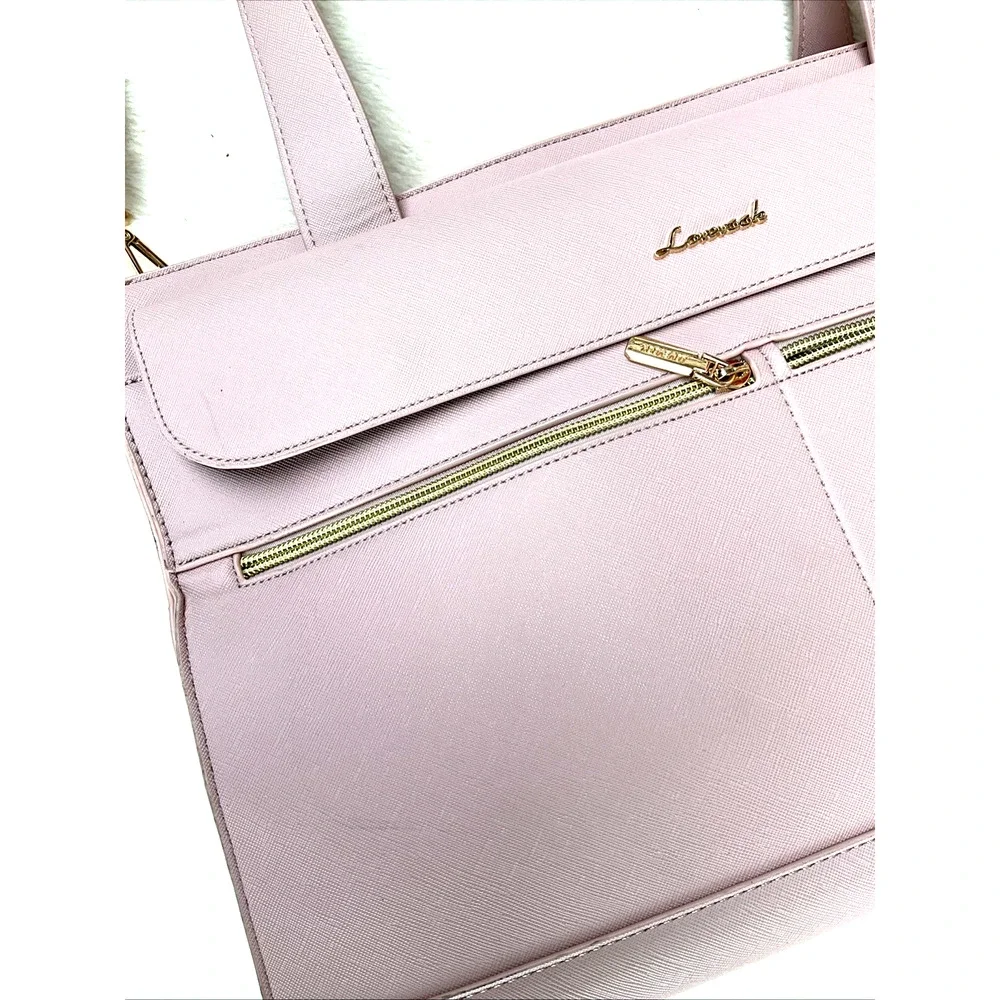Lovevook Lt Pink w/ Gold Hardware Laptop Bag Tote Detachable Strap Classy Travel